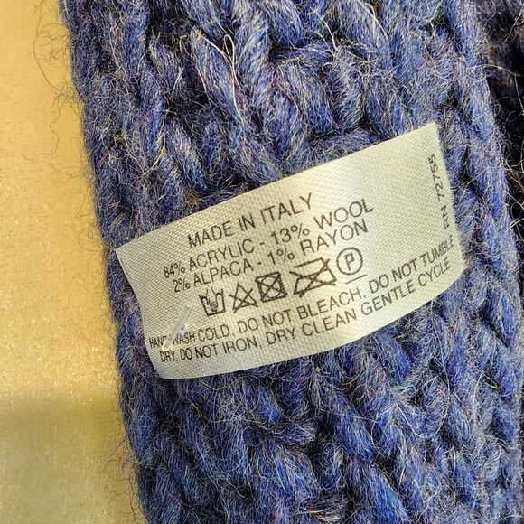 Creazioni Ba-Bo Wool Blend Infinity Scarf Blue Fisherman Knit Italian Alpaca - Picture 7 of 8